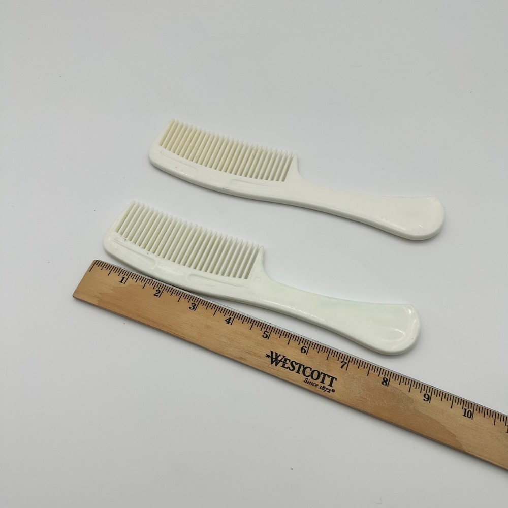 Vintage Goody Hair Combs‎ Set of 2 White Plastic Retro Styling Tools 7.5 Inch
